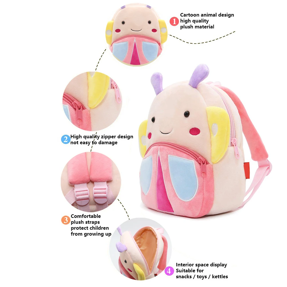 Детский милый плюшевый мини рюкзак с изображением героев мультфильмов бабочек