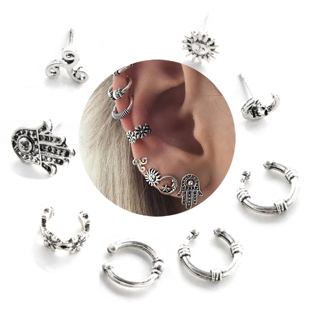 8 шт. Популярные Модные богемные серьги гвоздики женская серьга геометрической