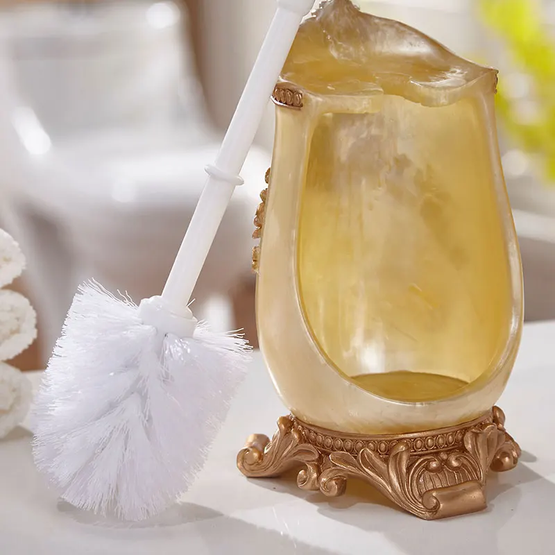 

Art Personality Spilled Bottle Resin Toilet Brush Creative Cleaning Brush Set Suit Foor-Type Cleaning Bathroom Accessories