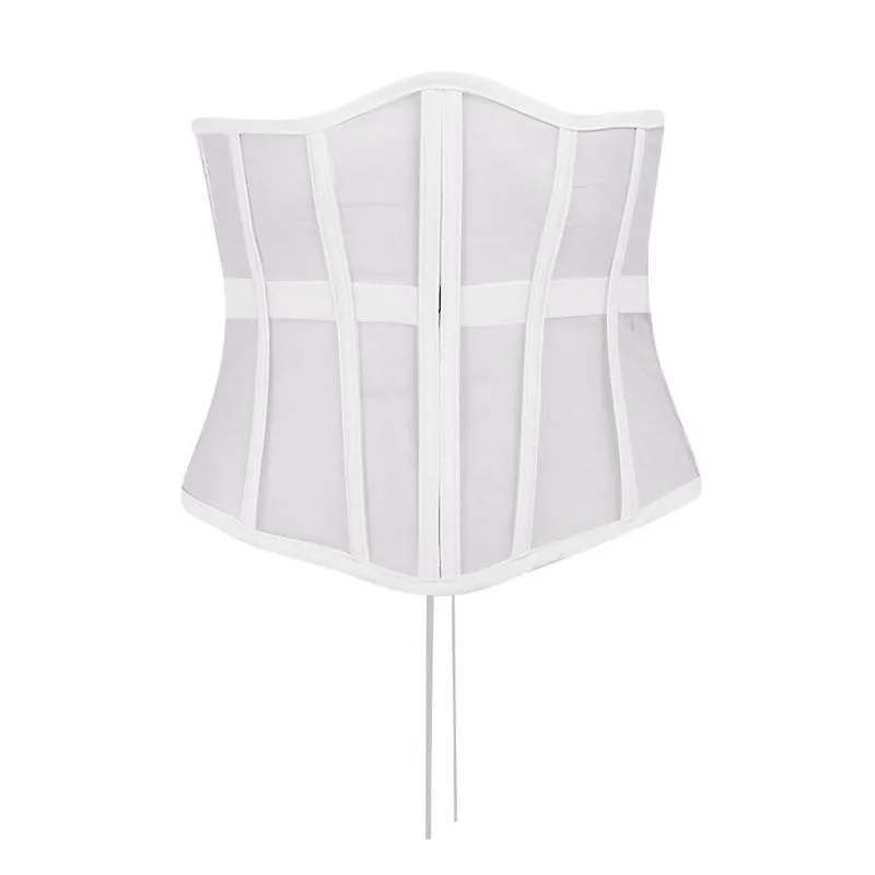 

Underbust Corset Tops Sexy Women Lace Up Sheer Mesh Top Bustier Lace Party Corset Vest Crop Top Up Club Tank U9S3