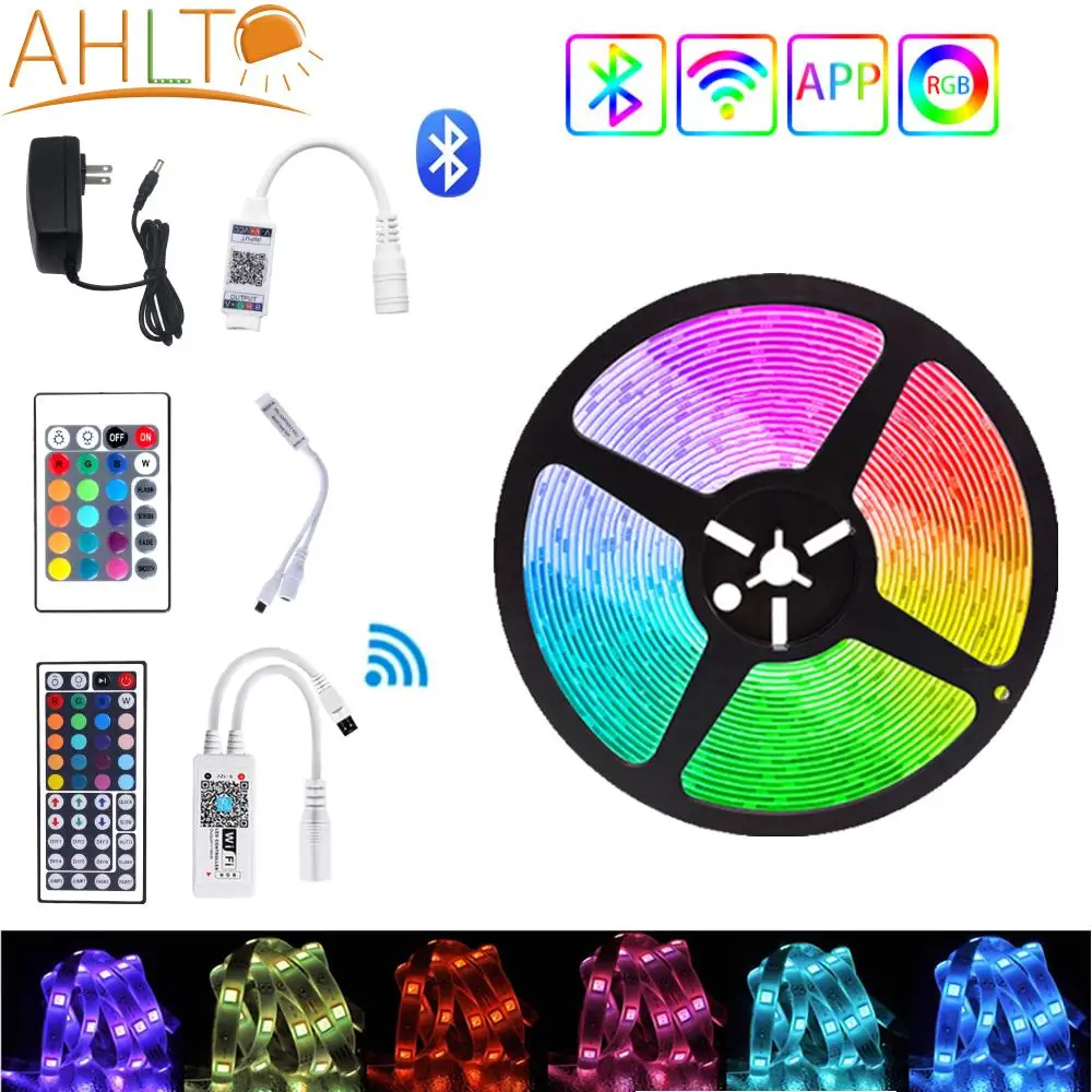 

2835 5050 RGB Led Strip Lights Wall Lamp Flexible Ribbon IR Bluetooth WiFi Controller DC 12V for Room Lights Decor Tv Backlight