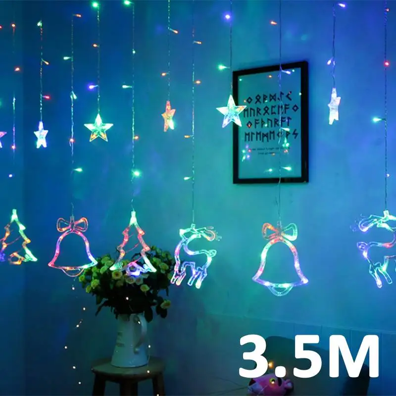 

3.5m LED Curtain Lights Christmas String lights Warm White/Colorful Outdoor Curtain Light- 8 Different modes
