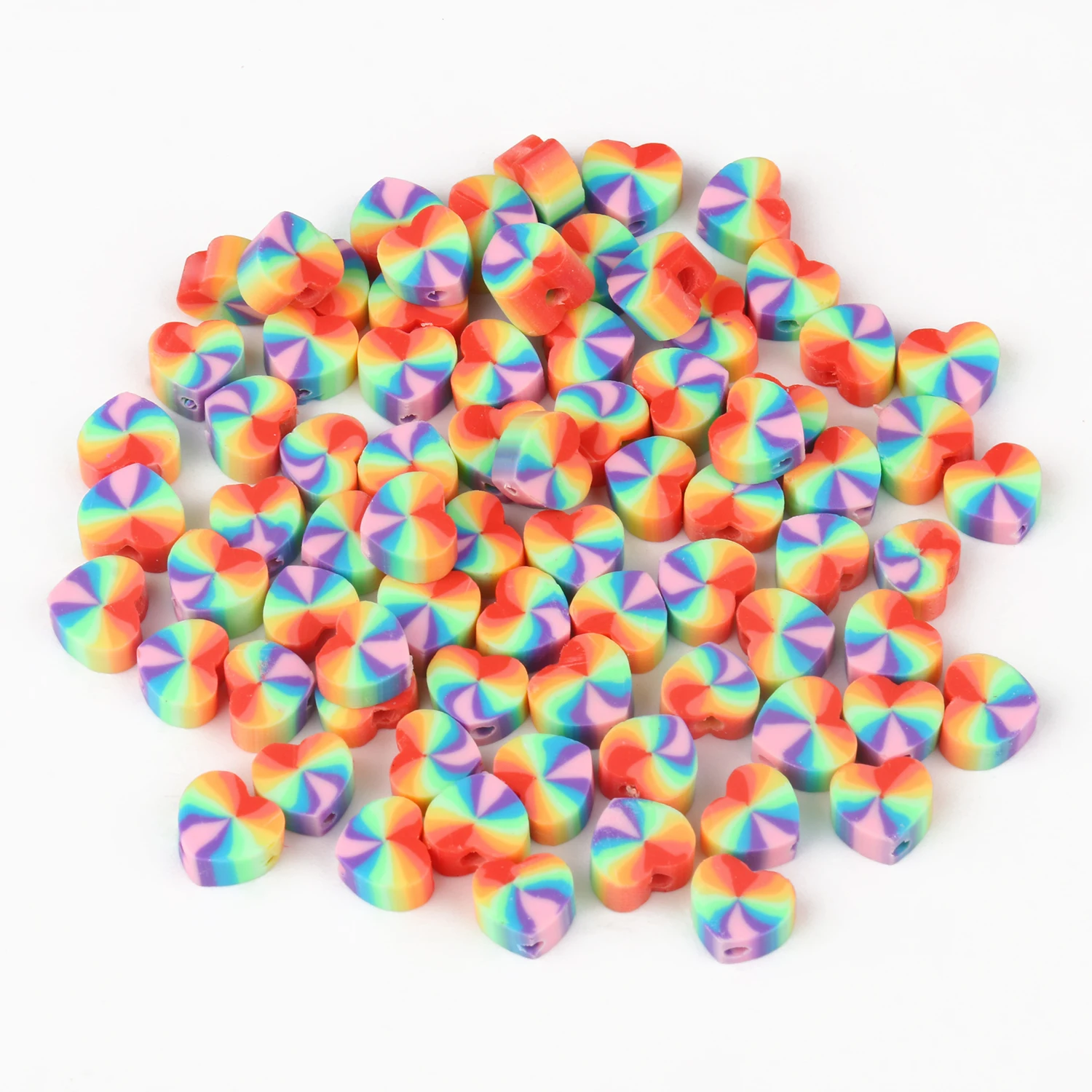 

Colour Love Heart Shape Clay Spacer Beads Polymer Clay Beads For Jewelry Making DIY Handmade Accessories 40pcs 50pcs 10*9mm