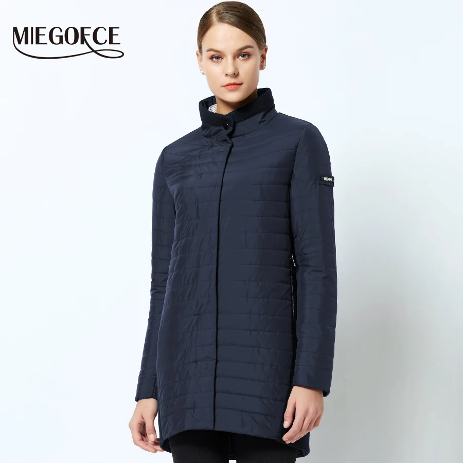 MMIEGOFCE MIEGOFCE Весенняя Осенняя Коллекция Курток Дизаин С Стоячим Воротником Интересная Модель Для Мам На Молнии И Кнопках Жеская Ветрозащитная Куртка Женское пальто