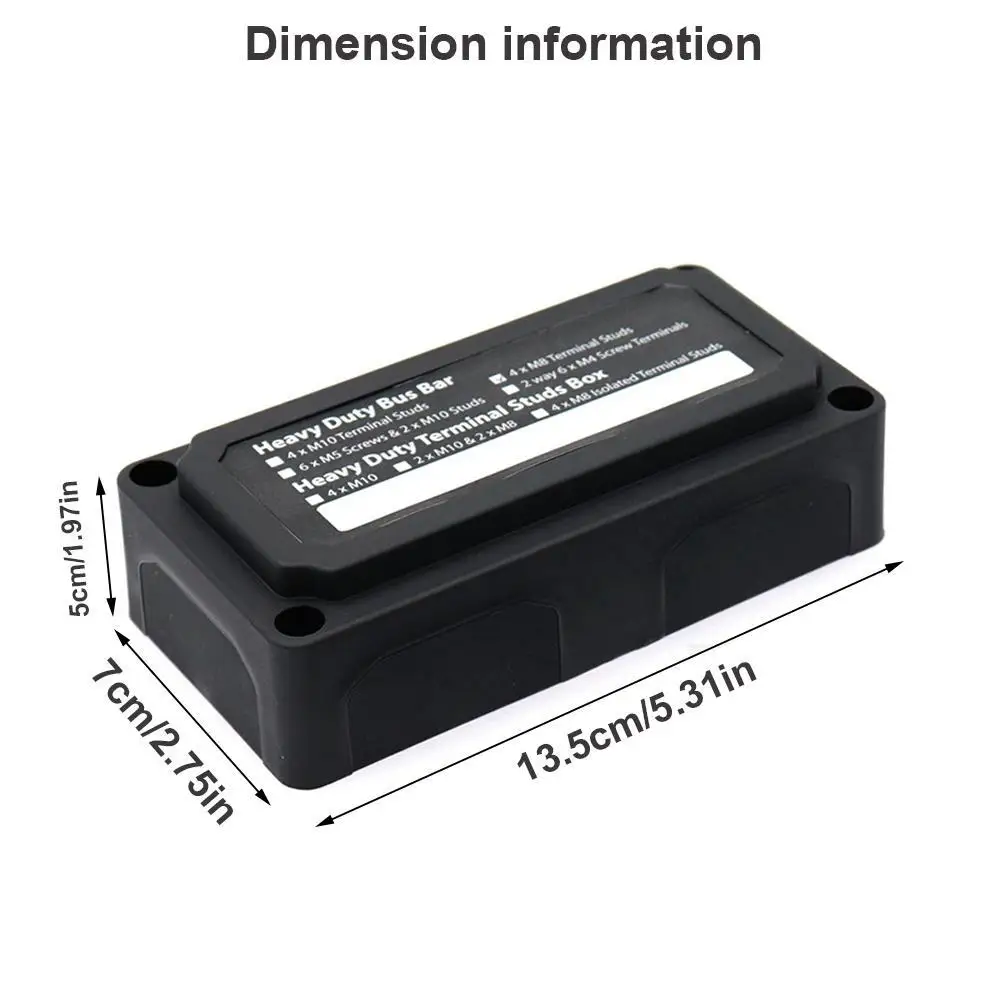 

Heavy-duty Modular Design Bus Box Terminal Board DC 48V 300A Current Junction Box With M8 Stud Terminal Car Ship Accessories