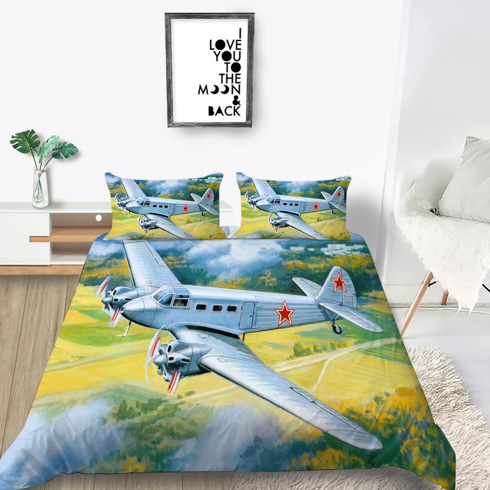 

Aircraft Bedding Set Creative Farmland Fashionable 3D Duvet Cover King Queen Twin Full Single Double Unique Design Bed Set