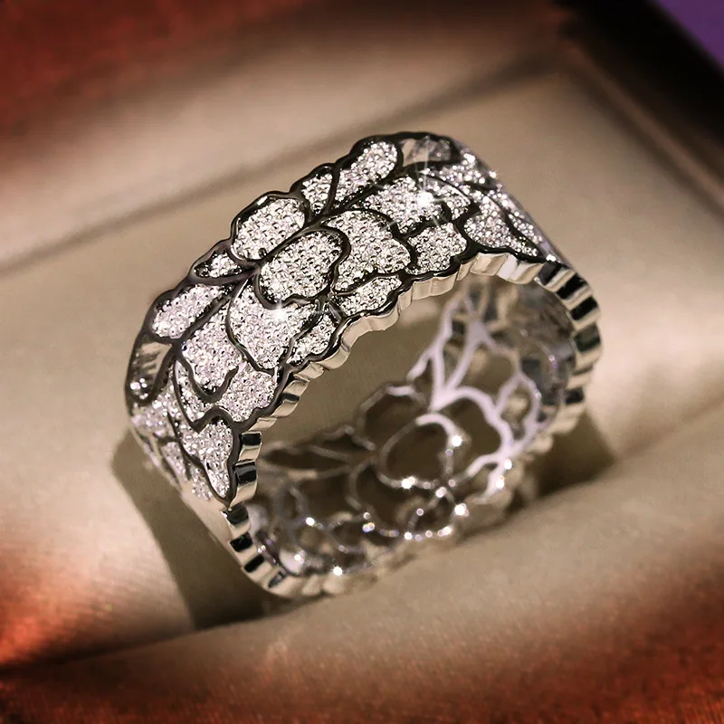 Фото 925 модное серебряное кольцо ювелирное изделие уникальный дизайн полый кружевной