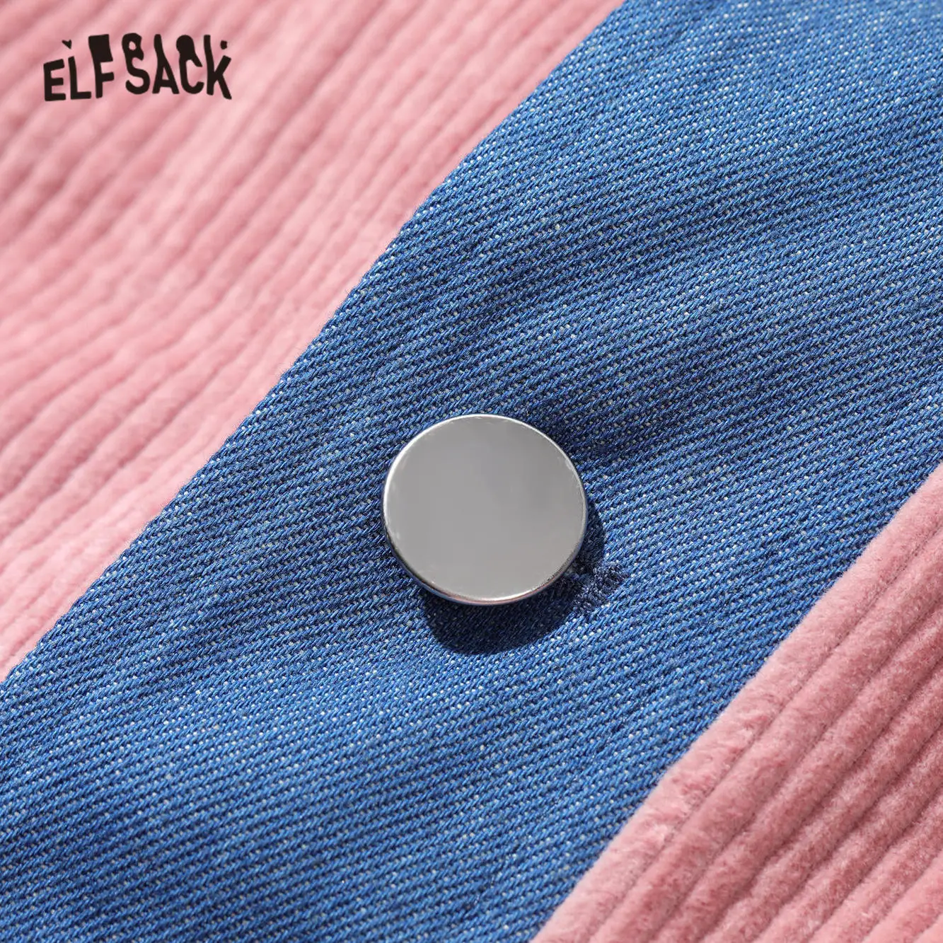 ELFSACK Colorblock Single Breasted Korean Blazer Women Jacket,2020 Autumn Corduroy Patchwork Feminism Oversize Daily Outwears