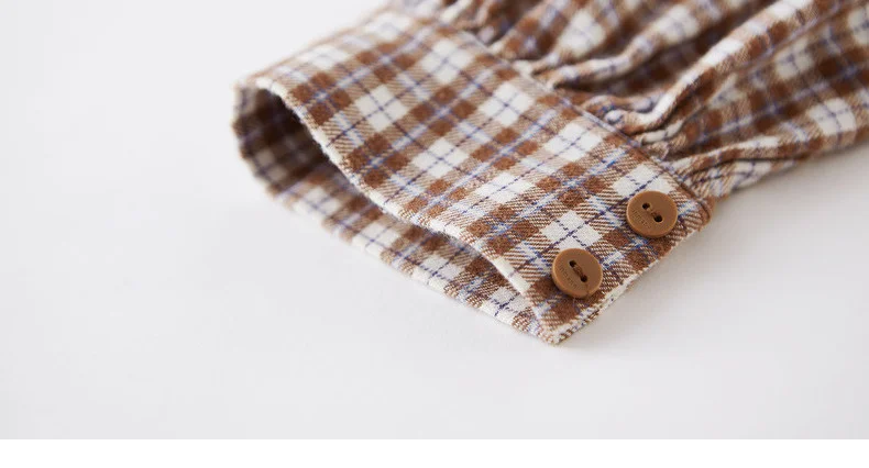 INMAN Winter New Arrival Literary Retro 100%Cotton Doll Collar Plaid Loose Long Sleeve Women Blouse