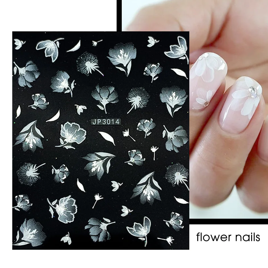 

Nail Stickers Embossed 5D Elegant Abstract Flower Leafs Designs Back Glue Nail Decals Decoration Tips For Beauty Salons