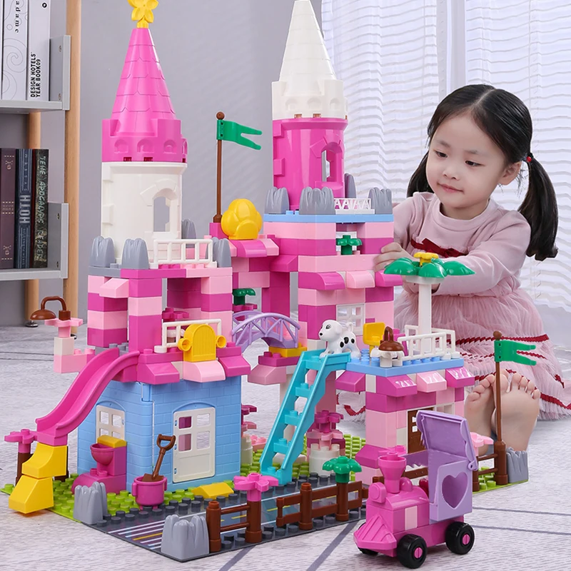 

QWZ New Paradise Castle Big Size Building Blocks Construction Block DIY Amusement Park Brick Toys For Children Gifts