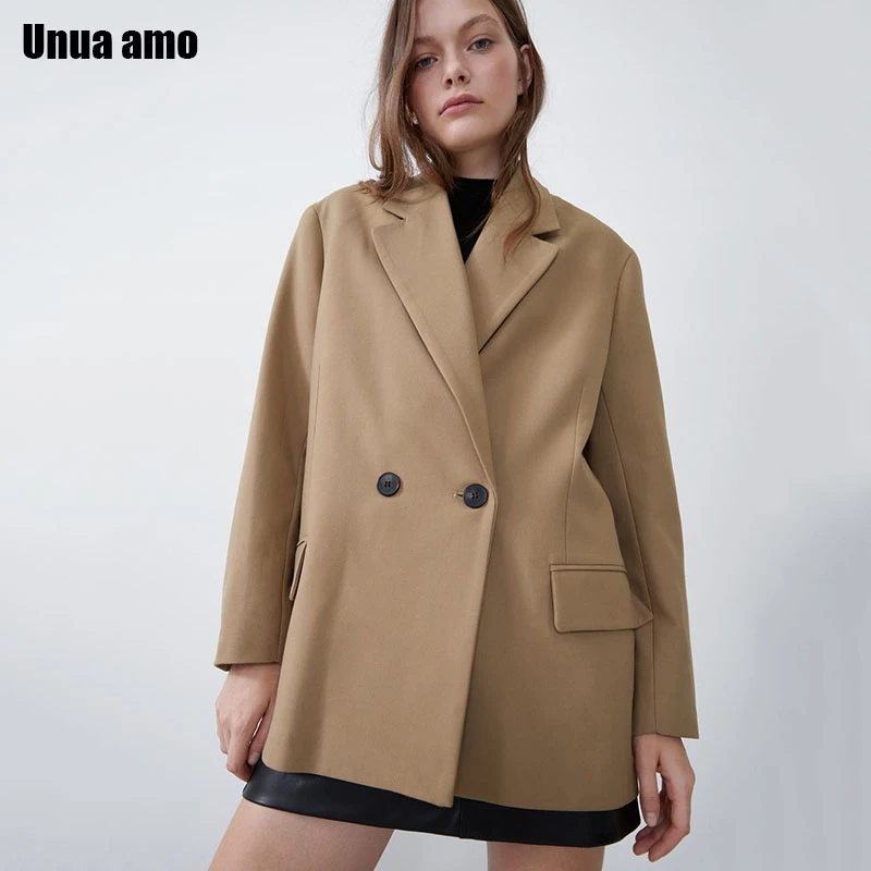 

Первой amo блейзер цвета хаки Женская Повседневная пиджак весна 2021 в винтажном стиле; Стильные Офисные женские туфли свободный костюм куртки...