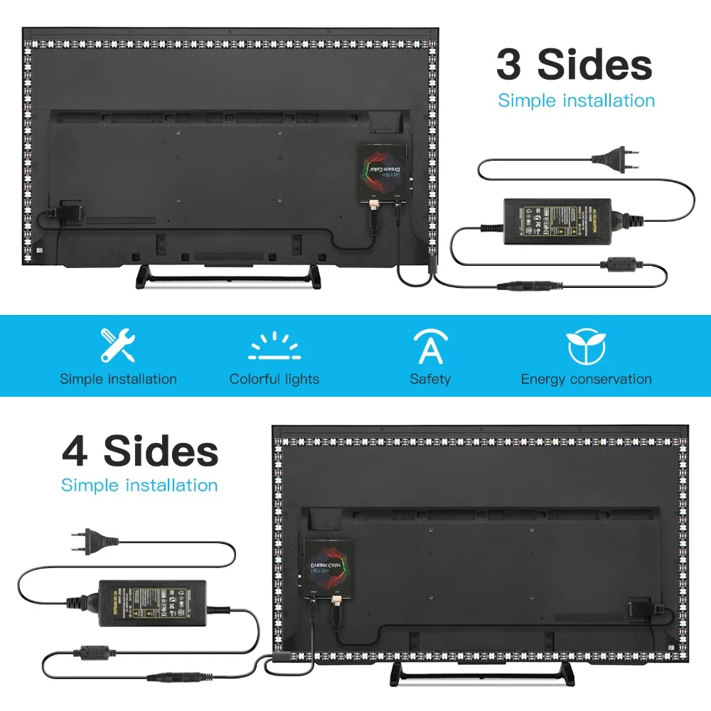 5V WS2812B USB LED Strip Light 5050 RGB Dream Color Ambient TV Kit For Desktop PC Screen Background Lighting 1M 2M 3M 4M 5M | Освещение