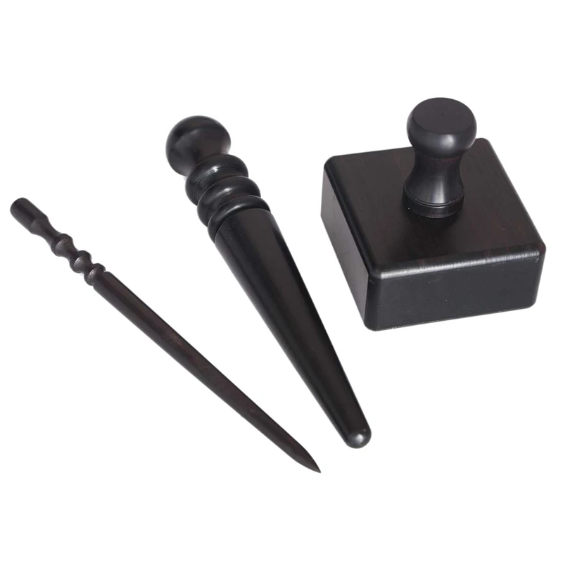 

3Pc Wood Leather Craft Slicker Round Burnisher Leather Polished Rods Edge Burnisher Slicker Tool Leather Burnishing Tool