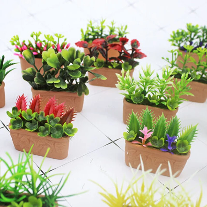 

1/12 Dollhouse DIY Artificial Flower Miniature Simulation Mini Exquisite Green Plant Ornament Doll House Accessories Kid Toys