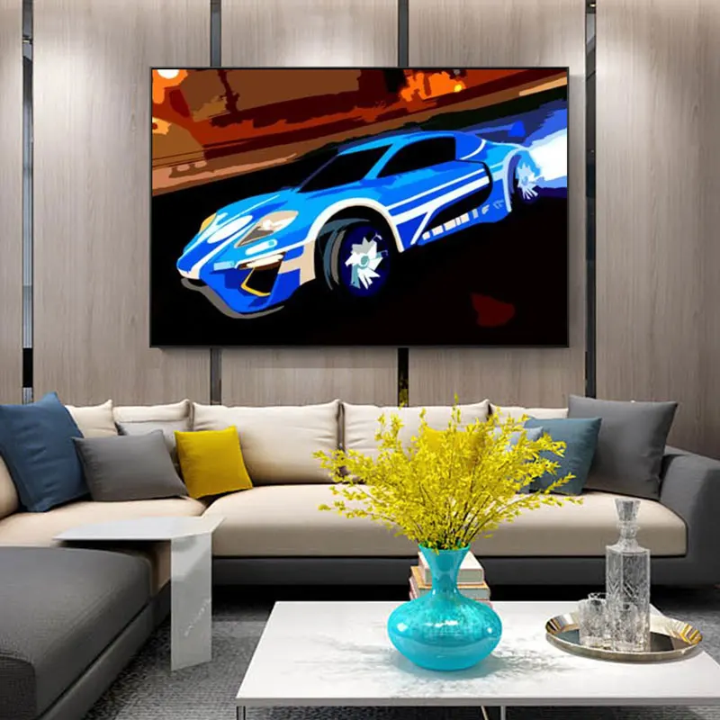 

Abstract Painting Print Sports Cool Car Wall Art Pictures Canvas Paniting Poster Modern Oil Painting in Livingroom Decor Home