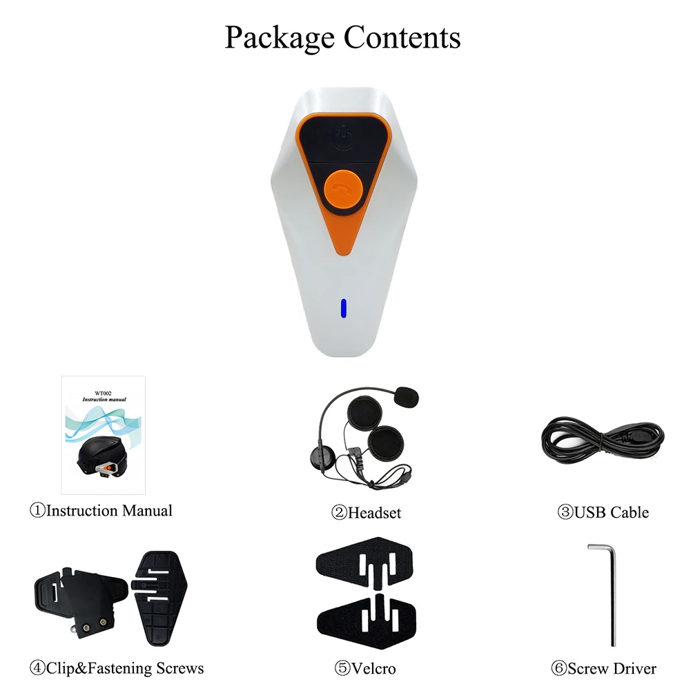 

WT002 WT003 R1 G5 1000M Motorcycle Helmet Bluetooth Wireless Headset Handsfree WT002 Motorcycle Bluetooth Intercom with FM Radio