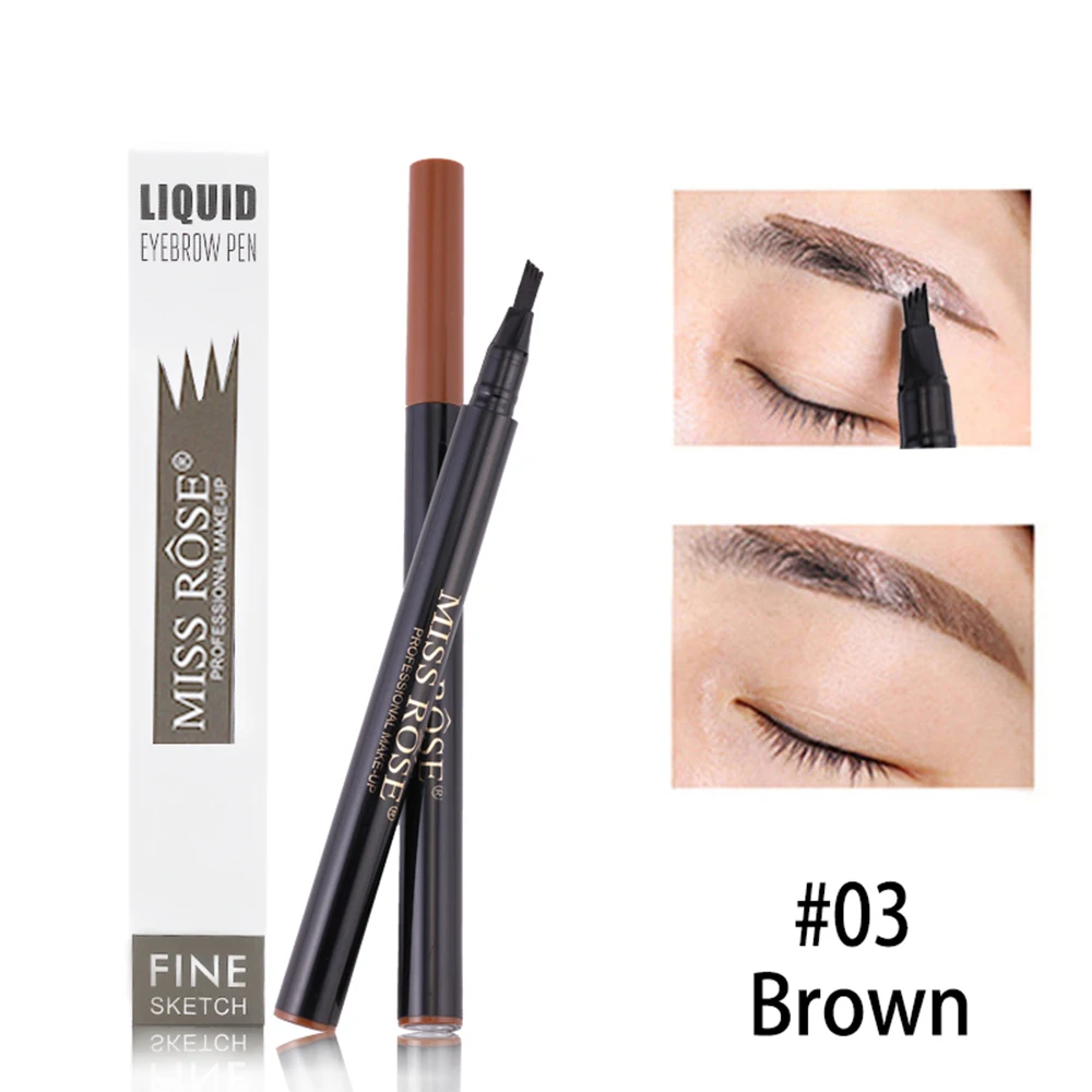 MISS ROSE 4 головы вилка кончик Microblading жидкая подводка для бровей Водонепроницаемая ручка для татуировки Оттенок тонкий эскиз набор кистей для макияжа TSLM1
