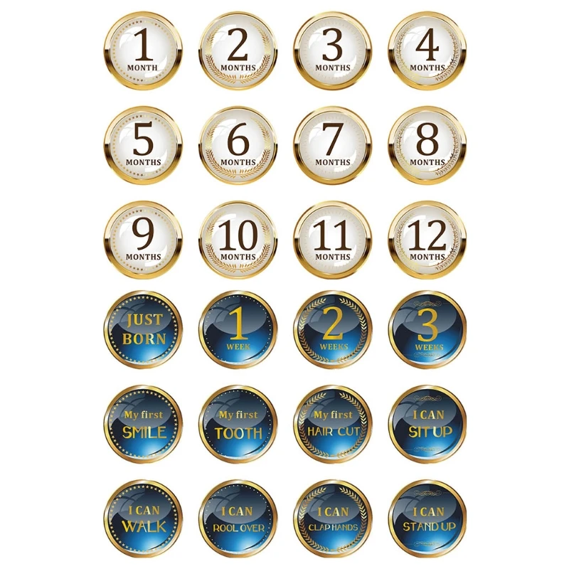 

12 Pcs/Set Baby Pregnant Monthly Stickers Round Memory Recording Milestone Sticker Newborn Growth Photo Photography Props