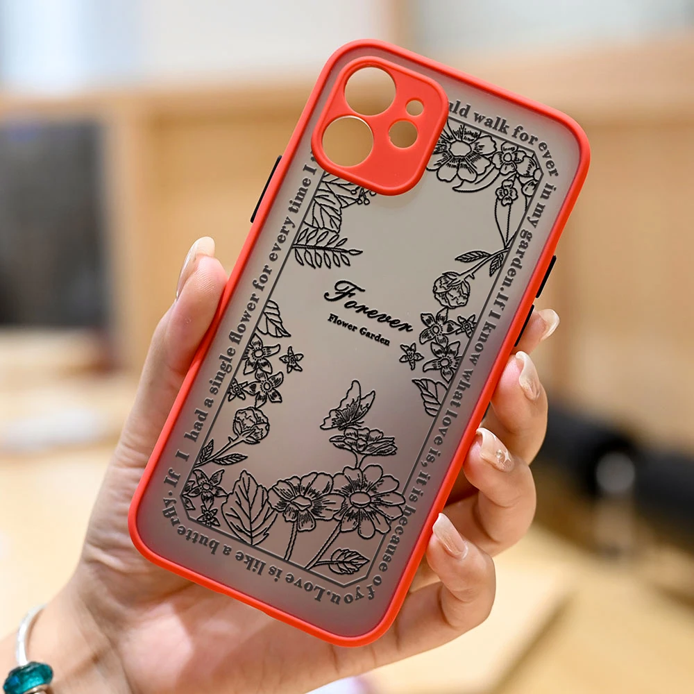 

Iphone 13 12 XS 11 Pro Max Mini luxury Vintage flowers Pattern verse Case for iphone 7 8 6 6s Plus SE2020 X XR Protection Cases