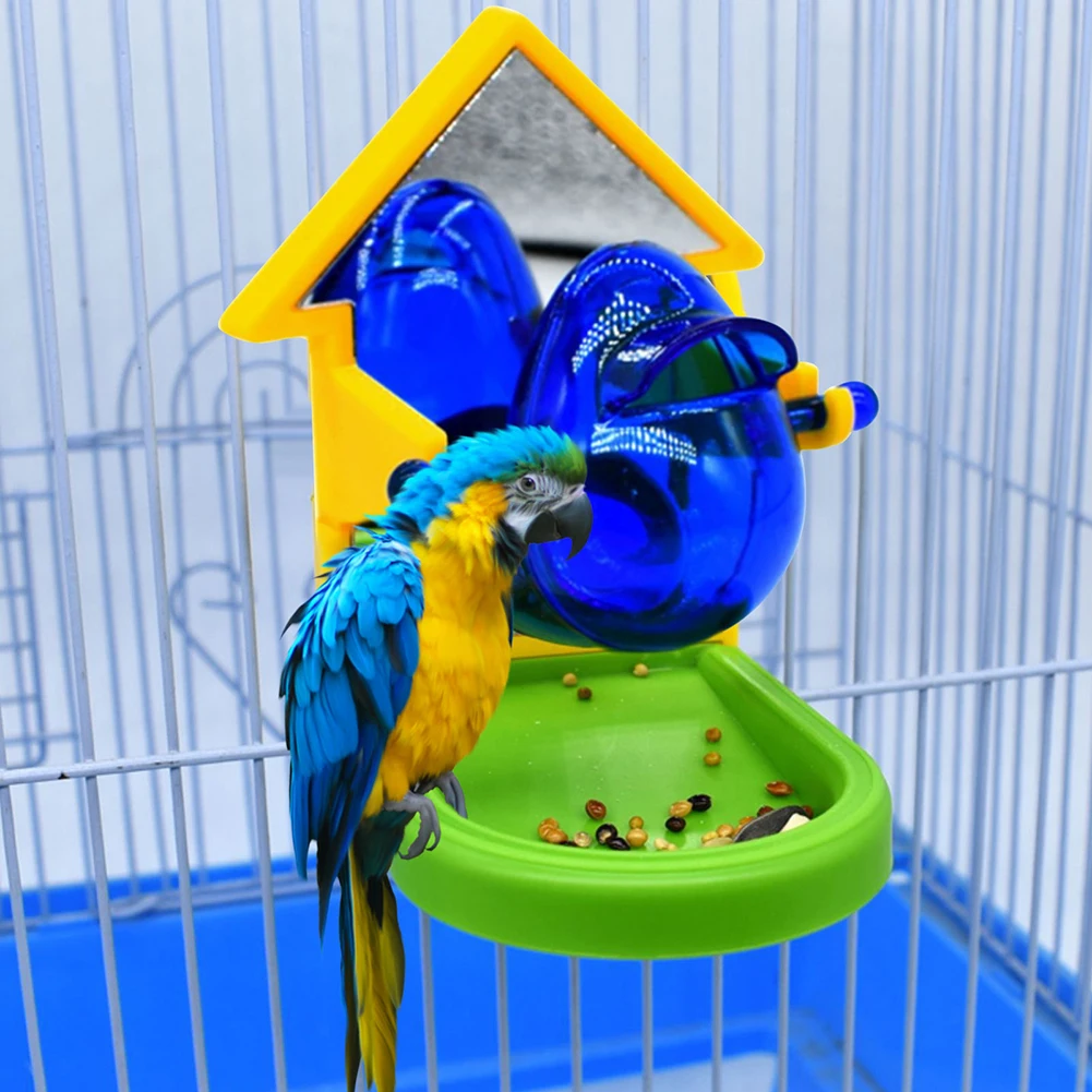 

Plastic Parrot Toy Bird Mirror Leakage Food Development Intelligence Foraging Props Random Color Bird Supplies