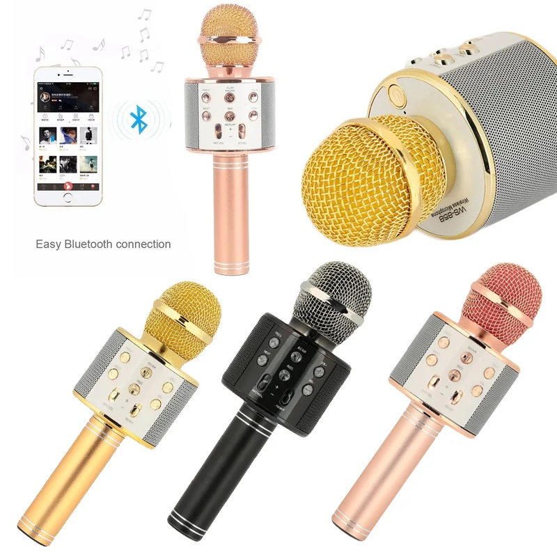 Портативный караоке ПК Смартфоны микрофон Bluetooth алюминиевый сплав ручной партии