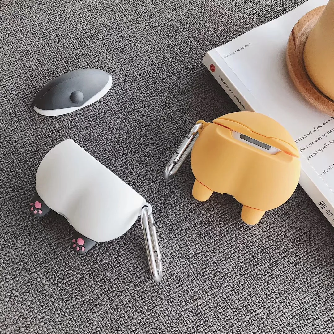 Для AirPods чехол 3D Забавный мультфильм Keki собака попка чехол для наушников для Airpods 2/i10/i11TWS Защитная крышка с крючок карабина