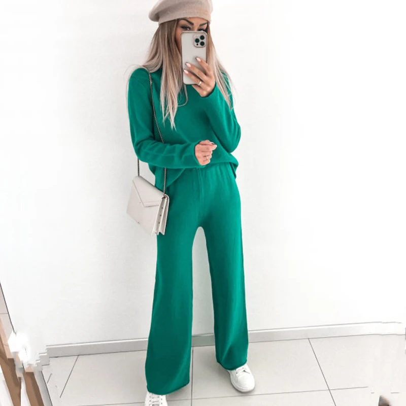 

Женский повседневный комплект спортивной одежды из двух предметов, новинка 2022, весенний однотонный свитшот, пуловер и брюки, костюм, осення...