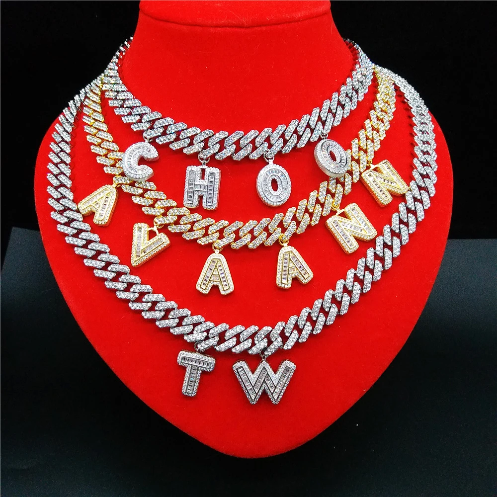 

Custom Cuban Link Name Necklace Pendant Bracelet Anklet Iced Out Chain with CZ Letters Hip Hop Jewelry Men Women Wholesale
