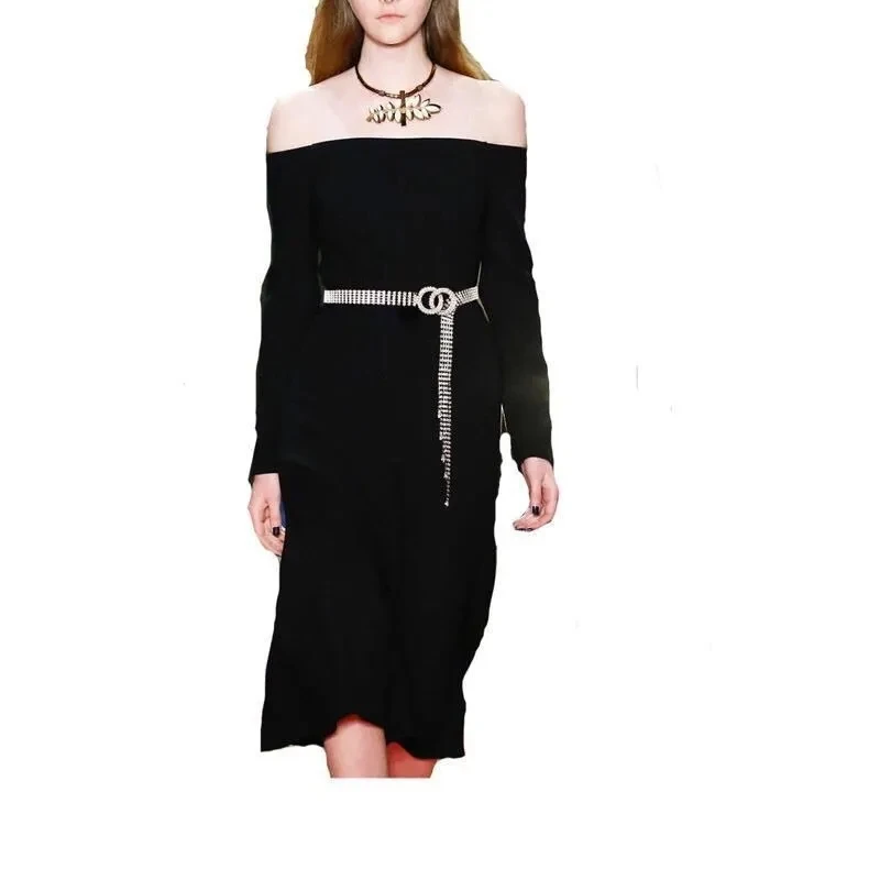 

Shiny Diamond rhinestone belts women metal tesstal belt buckle dress high waist belts 2021 new style