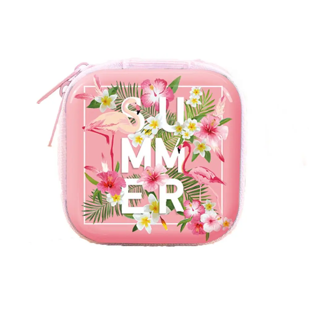 Summer Flamingo Новые животные Фламинго Многоцветный портативный органайзер для кабеля данных мини защитный чехол для монет сумка для наушников коробка для хранения наушников Чехол - Цвет: Summer Flamingo