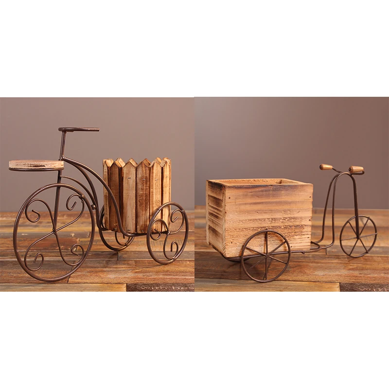 

Desktop Planter Garden Pot Garden Supplies Home Decoration European Wrought Iron Bicycle Flower Stand Flower Pot Craft2 Pcs
