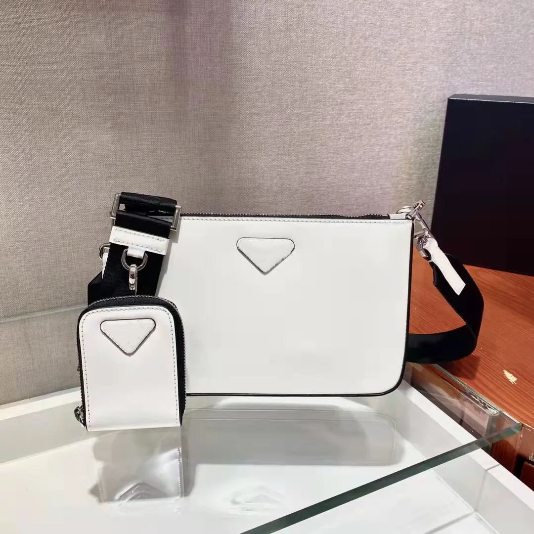 

Men's white patent leather shoulder messenger bag