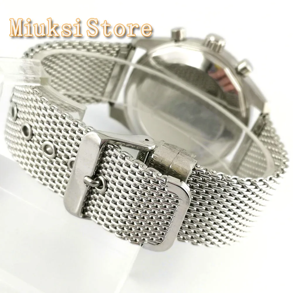 

Bliger 45mm mens sterile watch silver case bidirectional bezel luminous Japan VK quartz movement men's Chronograph quartz watch