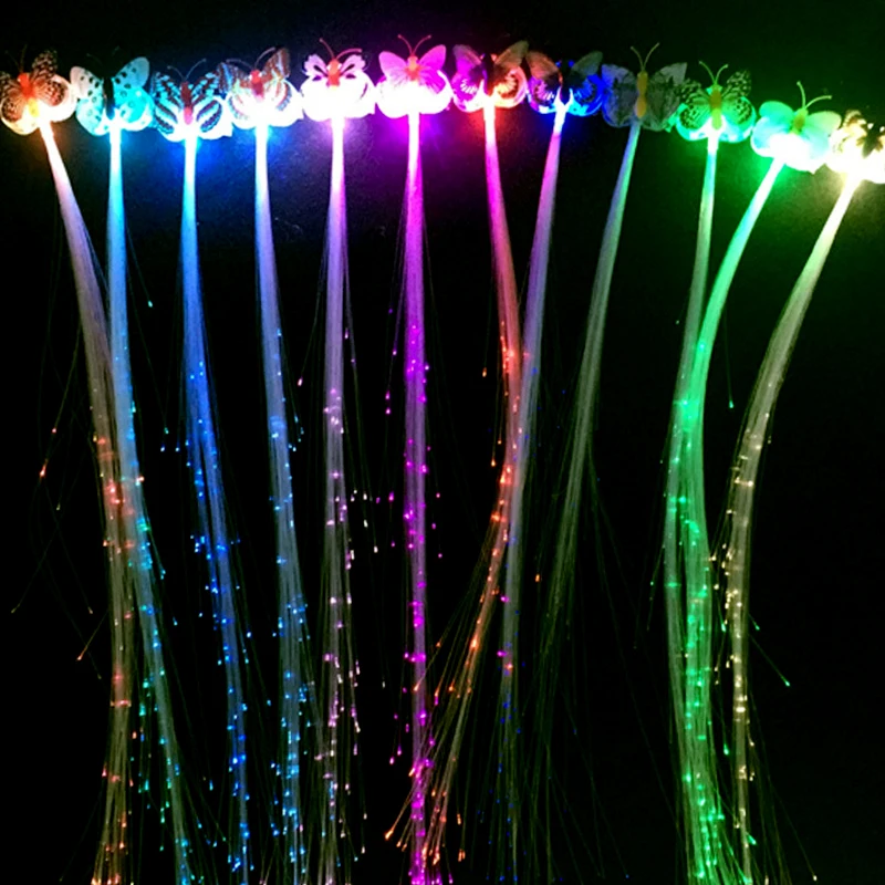 Светодиодная лента для волос 50 шт./лот цветная оплетка с бабочками вечерние