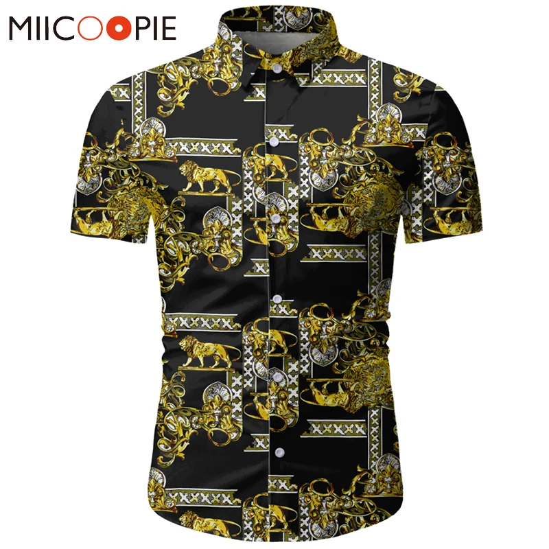 Роскошная Новинка 2020 мужские Гавайские рубашки с коротким рукавом Мужская