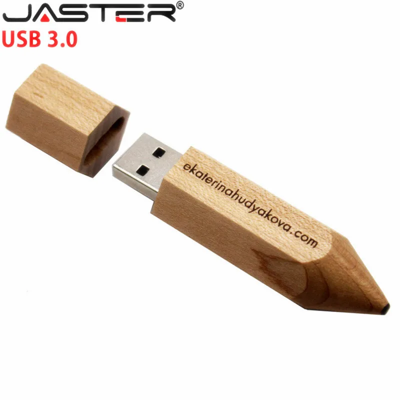 JASTER USB 3 0 бесплатно логотип деревянный карандаш флэш накопитель креативный