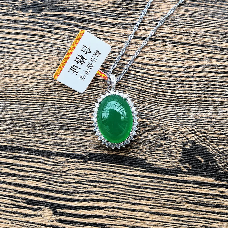 

NATURAL DROP GREEN JADE PENDANT WITH 925 STERLING SILVER PENDANTS NECKLACES ADD CHAIN JADE JEWELRY