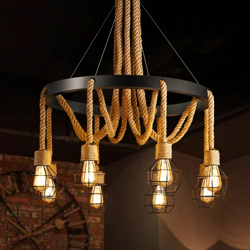 27 античный E пеньковая веревка промышленный современный подвесной светильник ing