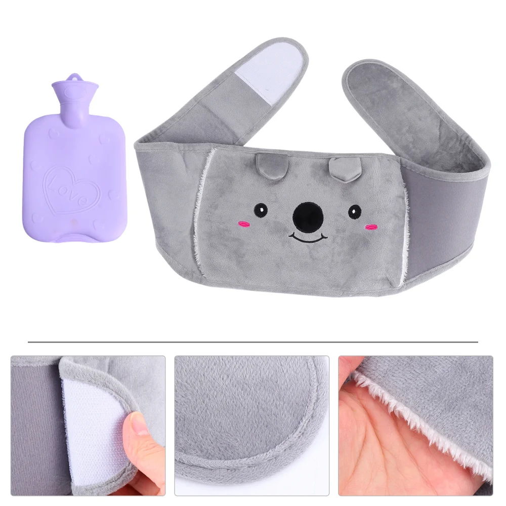 

2Pcs Portable Rubber Hot Water Bottle Bag and Plush Waist Cover Belt Set
