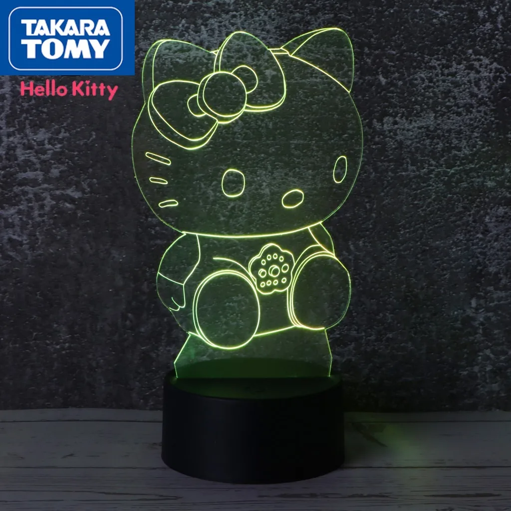 

TAKARA TOMY Cartoon Hello Kitty Energy Saving USB Acrylic Three-dimensional Night Light Colorful LED Cute 3D Bedside Lamp