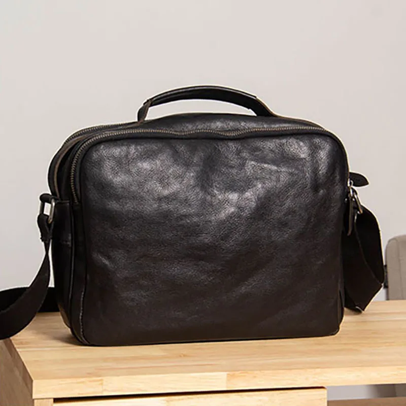 AETOO Leather men's handbag head leather one-shoulder bag cross-skinned casual stiletto |