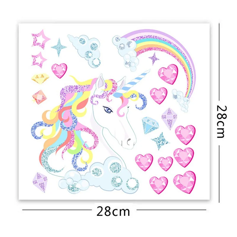 Фэнтези Единорог сердце звезды Радуга Наклейка на стену для девочек Спальня