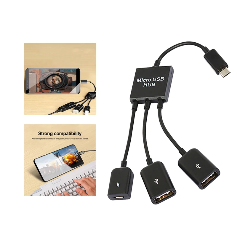 1 шт. Новый высокоскоростной 3 в Micro USB OTG порта концентратор зарядный адаптер