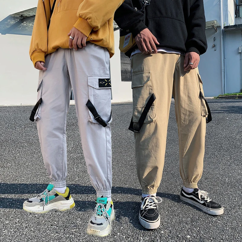 

Multi-Pocket Men's Harem Pants Fashion Leisure Jogger Cotton Cargo Pants Male Elasticated Waist 2020 New Men Sweatpants Pants