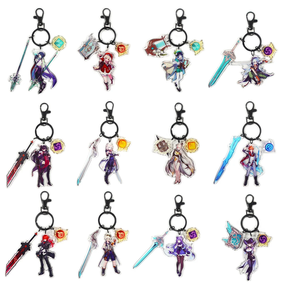 

New Genshin Impact Keychain Childe Zhongli Xinyan DIona Paimon Keli Cosplay Keyring Bag Pendant Accessories