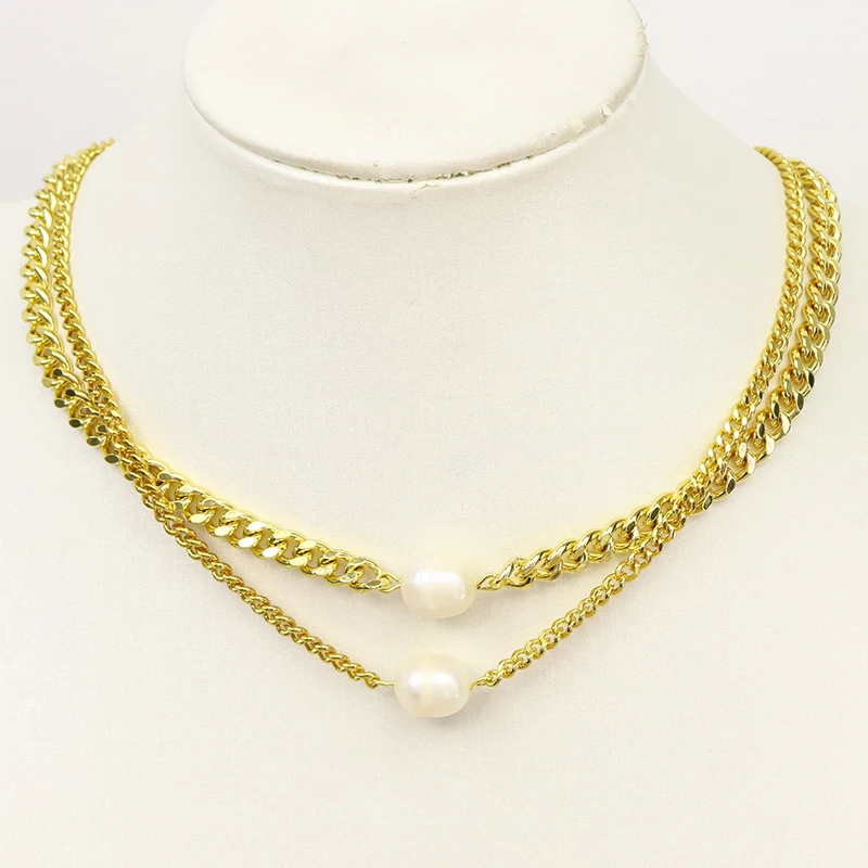 

10Pcs Gold Color chain nekclace Fahsion Necklace accessories Pearls pendant necklace fashion jewelry Women necklace 9842