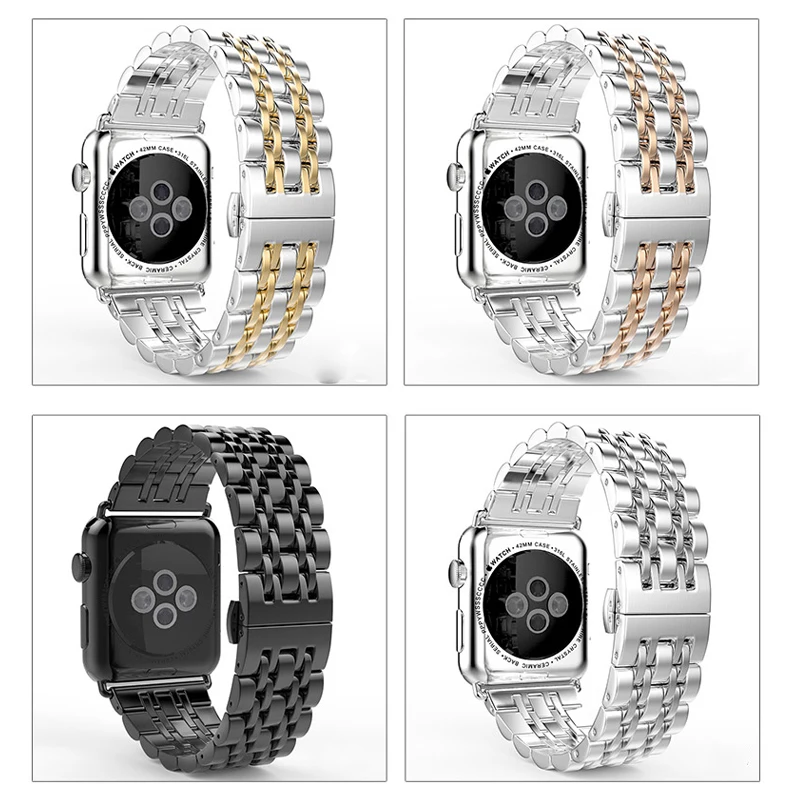 Ремешок из нержавеющей стали для apple watch band 44 мм 40 браслет iwatch 42 38 аксессуары series 6 5