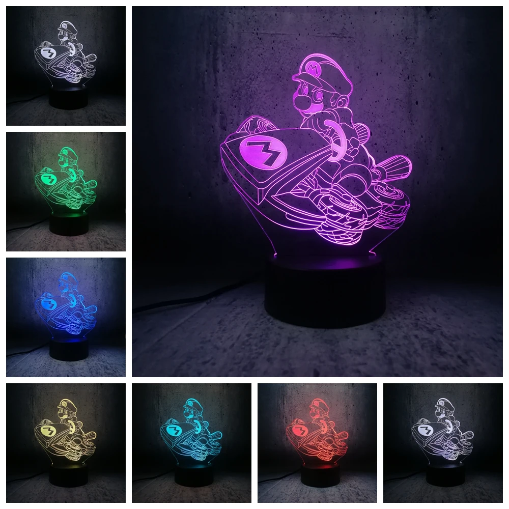 Супер Марио фигурка игры 3D светодиодная USB лампа Акриловая Новинка Светодиодное