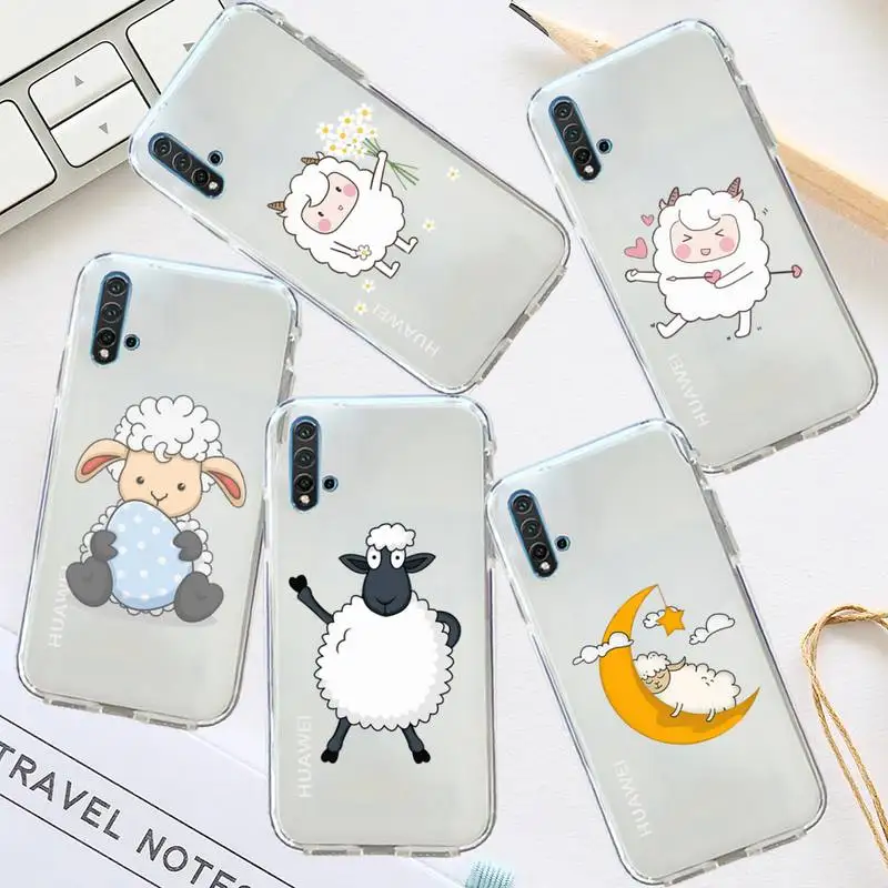 

sheep cute cartoon animal Phone Case Transparent for Huawei honor P mate 40 20 30 10 50 i 9 x mate pro lite 8a